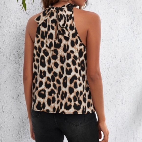 Boho Leopard Print Halter Tank Top - Picture 3 of 3
